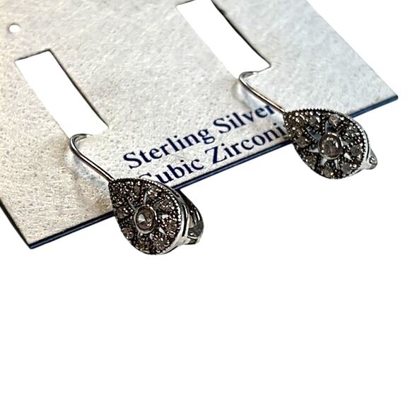 B. Brilliant Sterling Silver Cubic Zirconia Teardrop Dangle Earrings, NWT - Picture 2 of 3
